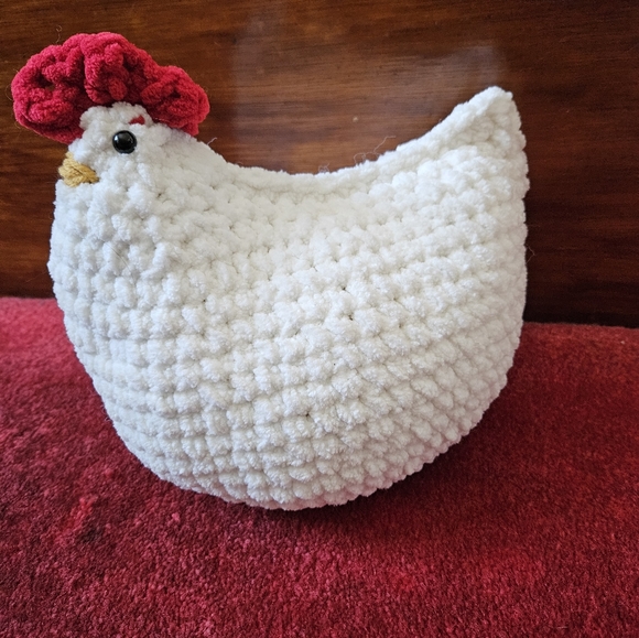 White Chunky Crochet Chicken Rooster amigurumi doll - Picture 9 of 11